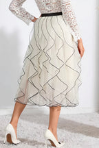 Wave Patchwork Mesh Ruffle Skirt image 2