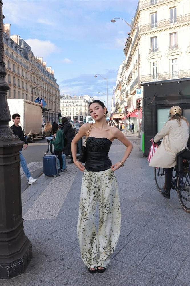 Vintage Washed Leopard Wide Leg Jeans image 3