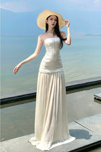 Sequin Patchwork Strapless Flowy Maxi Dress image 4