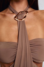 Solid Bandeau Halter Cami Skirt  Set image 5