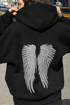 Solid Sequin Wing Graphic Relaxed Hoodie image 7