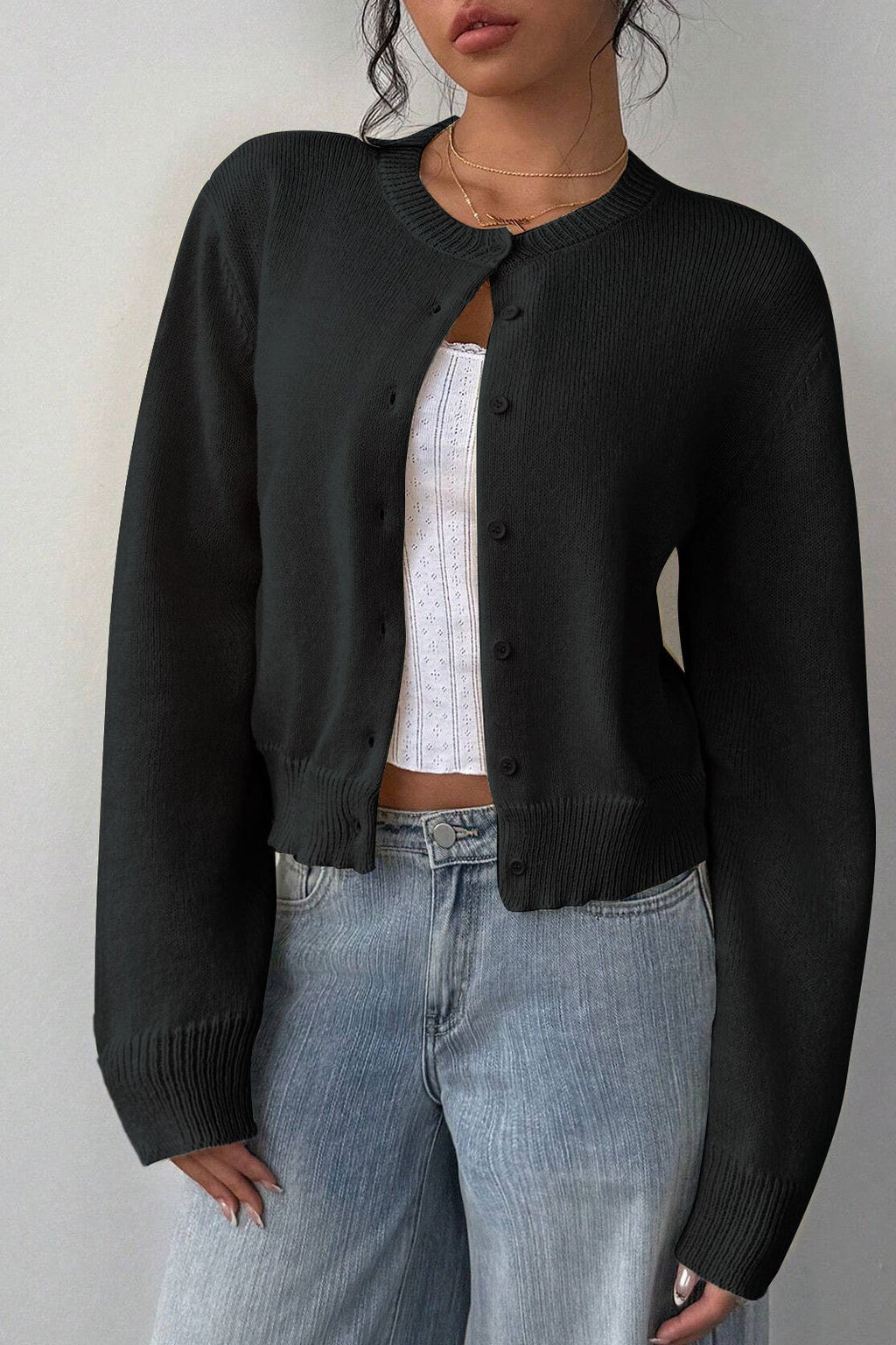 Lightweight Round Neck Button Cardigan image 14