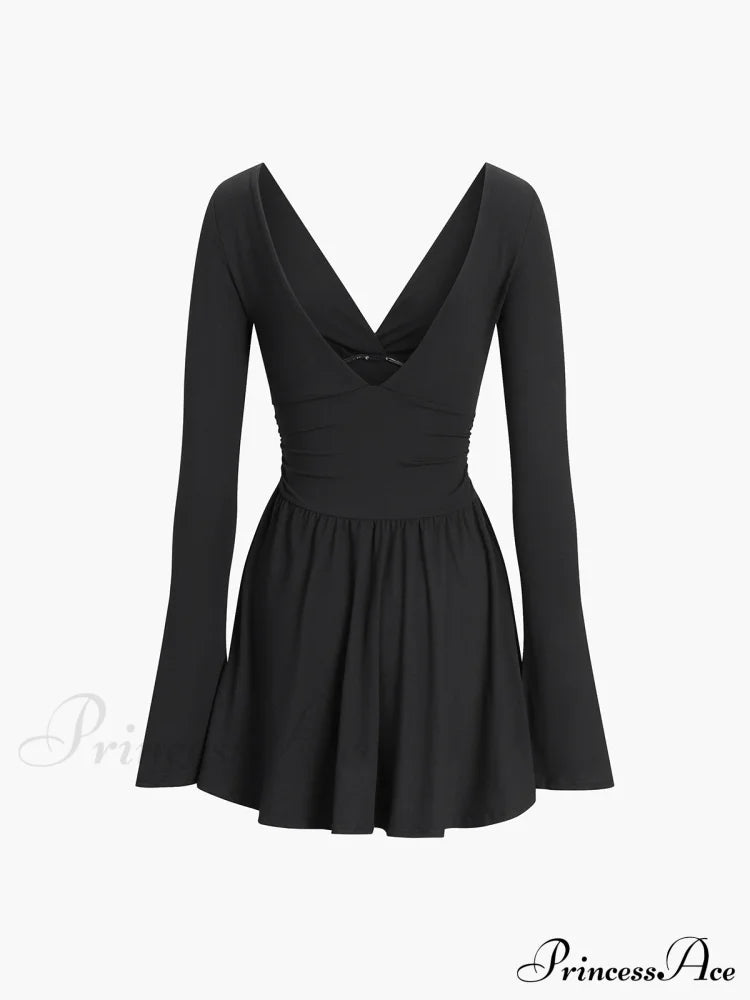 Effortless Plunge Graceful Skater Short Dress image 5