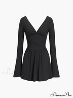 Effortless Plunge Graceful Skater Short Dress image 4