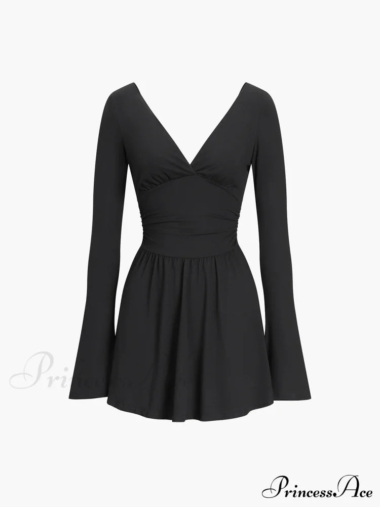 Effortless Plunge Graceful Skater Short Dress image 4