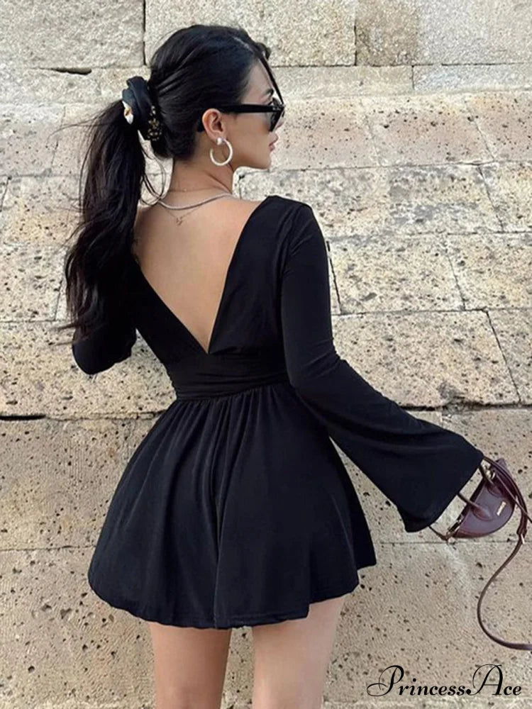 Effortless Plunge Graceful Skater Short Dress image 2