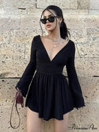 Effortless Plunge Graceful Skater Short Dress image 3