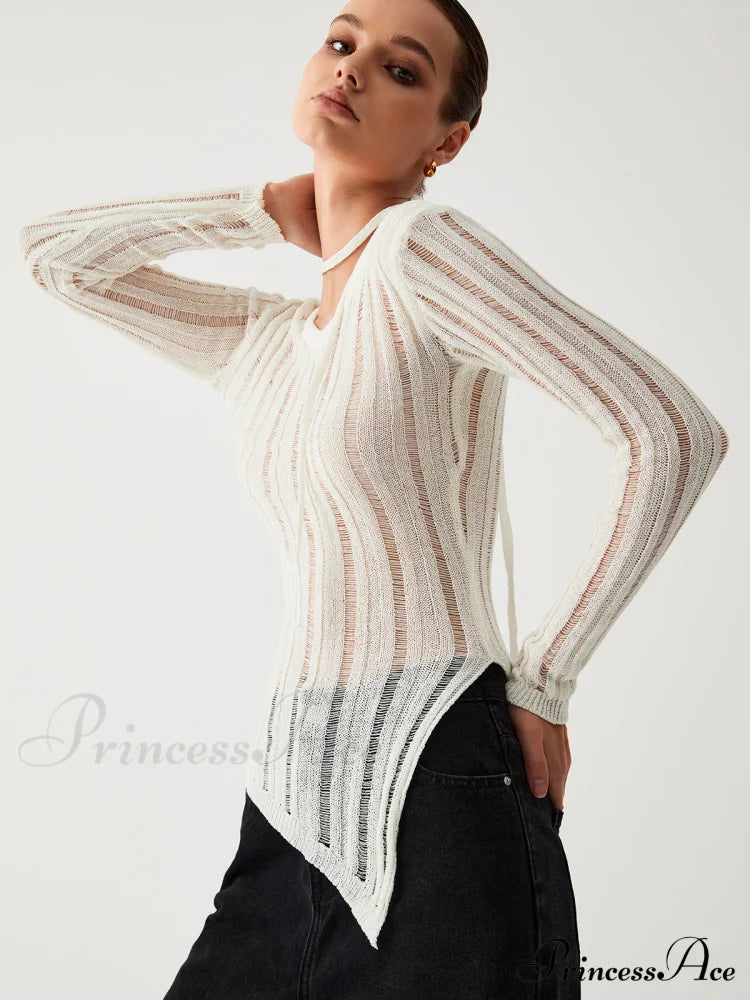 Effortless See Through Trendy Open Knit Top image 5