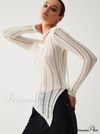 Effortless See Through Trendy Open Knit Top image 5