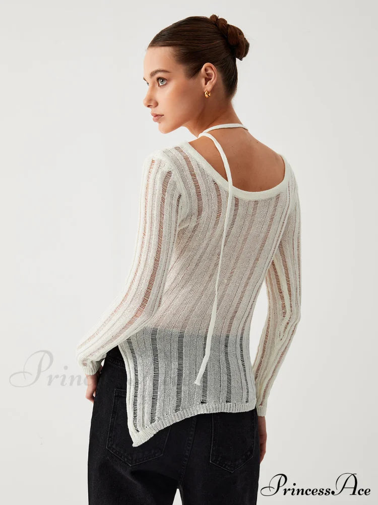 Effortless See Through Trendy Open Knit Top image 2