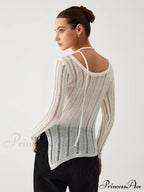 Effortless See Through Trendy Open Knit Top image 2