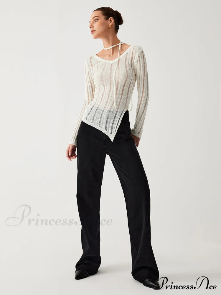 Effortless See Through Trendy Open Knit Top image 6