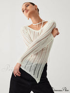 Effortless See Through Trendy Open Knit Top image 3