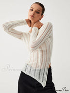 Effortless See Through Trendy Open Knit Top image 4