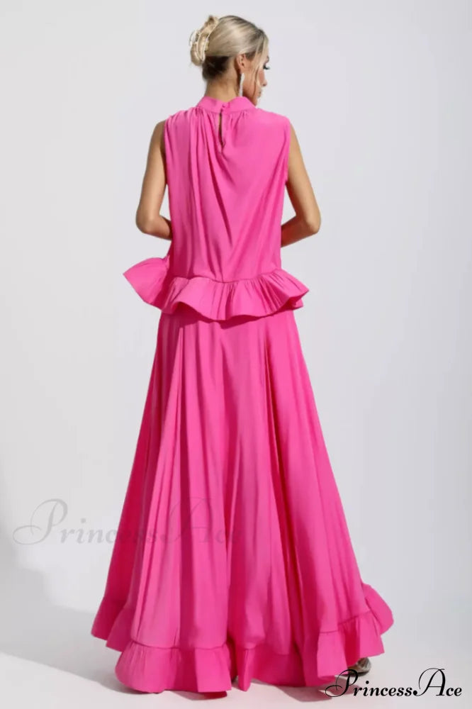 Elaine Pink Sleeveless Charming Ruffle Mermaid Set image 4