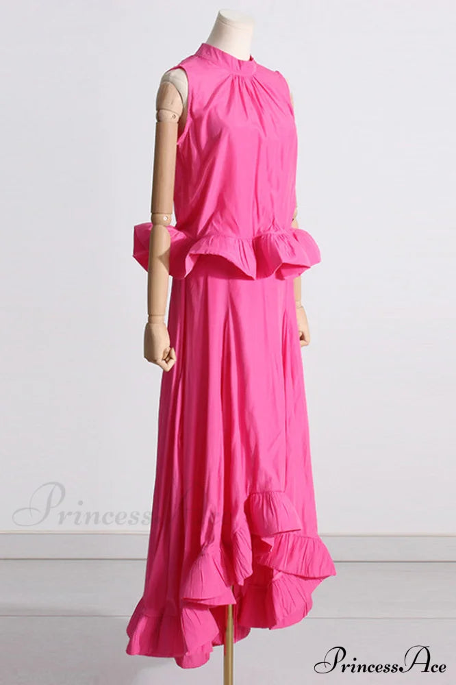 Elaine Pink Sleeveless Charming Ruffle Mermaid Set image 9