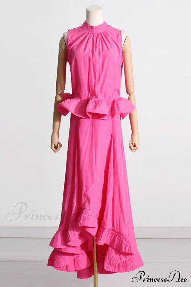 Elaine Pink Sleeveless Charming Ruffle Mermaid Set image 8