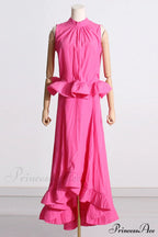 Elaine Pink Sleeveless Charming Ruffle Mermaid Set image 8