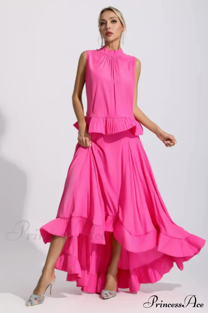 Elaine Pink Sleeveless Charming Ruffle Mermaid Set image 1