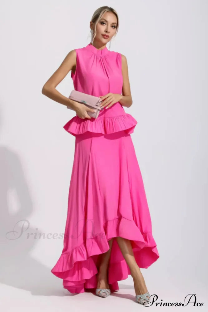 Elaine Pink Sleeveless Charming Ruffle Mermaid Set image 3