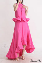 Elaine Pink Sleeveless Charming Ruffle Mermaid Set image 6