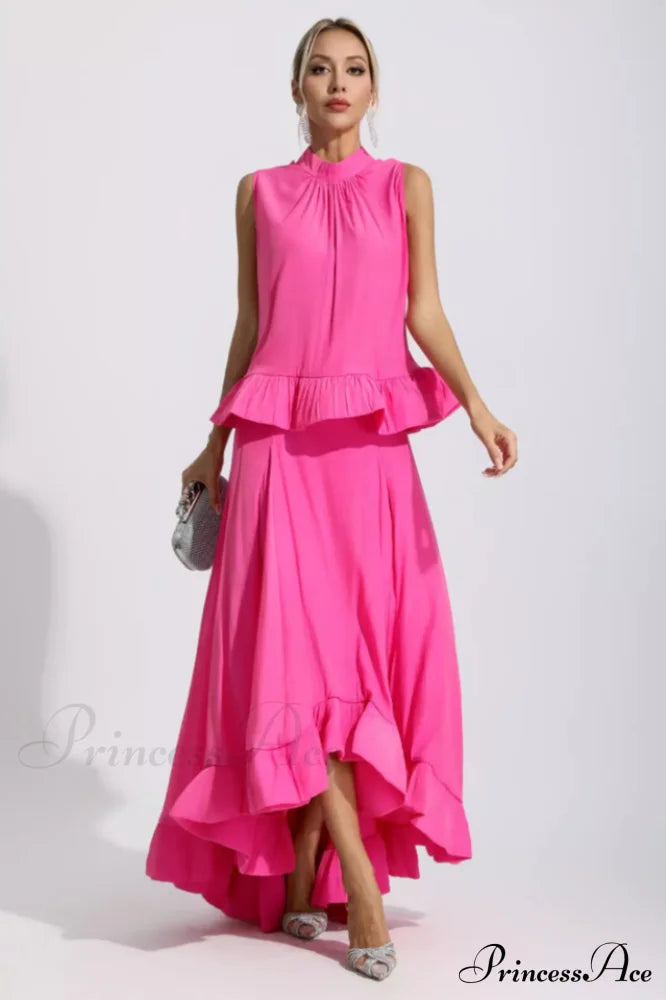 Elaine Pink Sleeveless Charming Ruffle Mermaid Set image 2