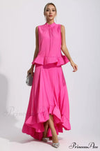 Elaine Pink Sleeveless Charming Ruffle Mermaid Set image 2