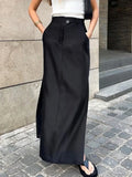 Elastic Button Cotton Split Skirt image 2