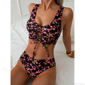 Elastic Lace-up Print Two Piece Set image 1