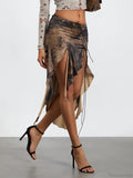 Elastic Waist Draped Ruffle Skirt image 3