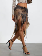 Elastic Waist Draped Ruffle Skirt image 3