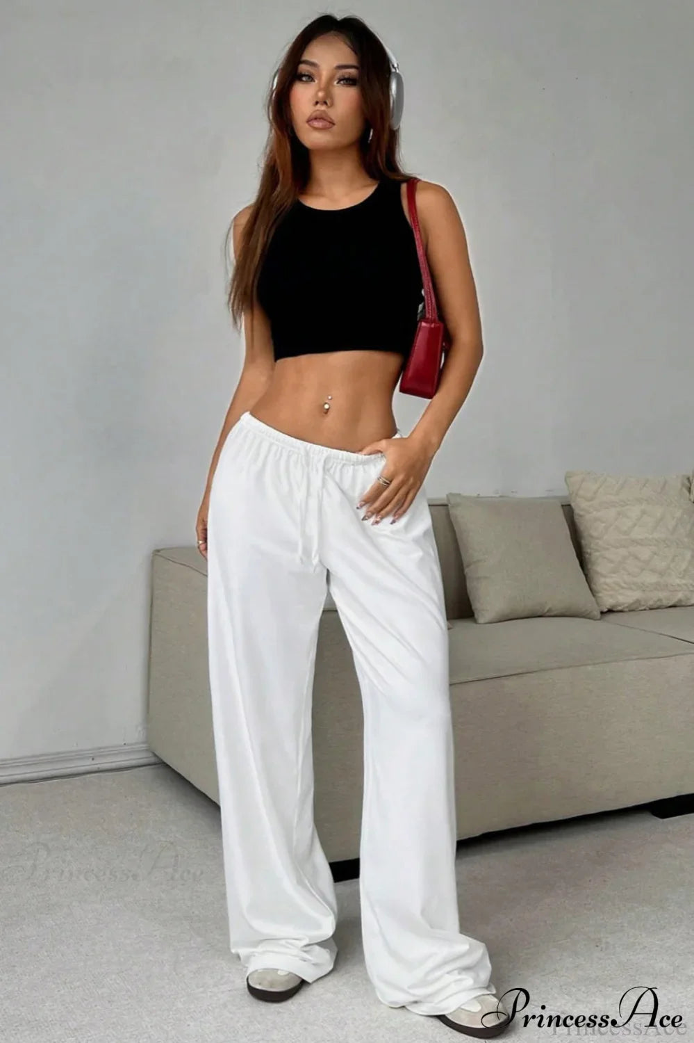 Elastic Waist Drawstring Wide Leg Pants image 8