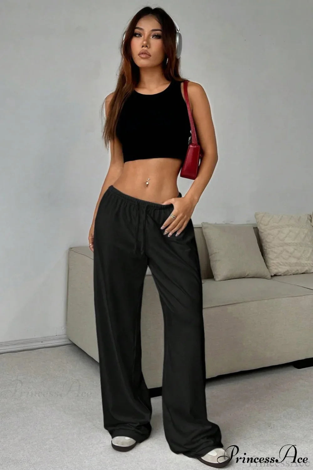 Elastic Waist Drawstring Wide Leg Pants image 6