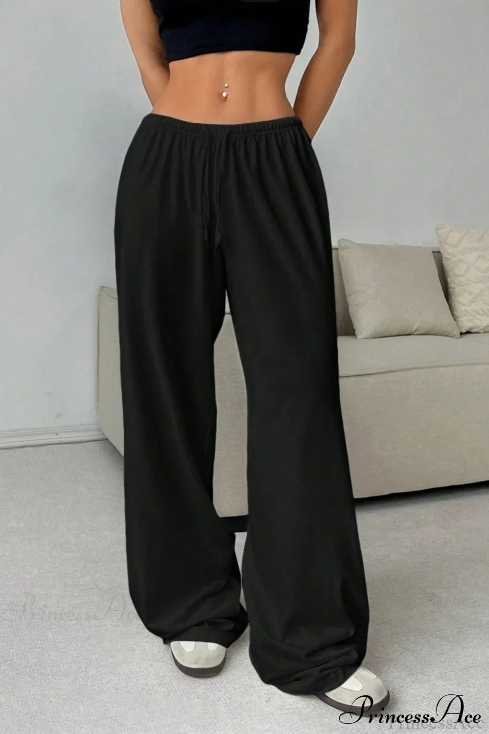 Elastic Waist Drawstring Wide Leg Pants image 5