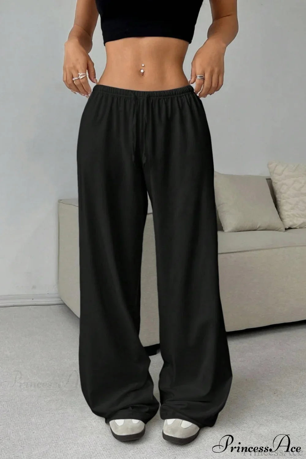 Elastic Waist Drawstring Wide Leg Pants image 4