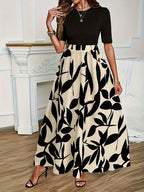 Elastic Waist Flowers Printed Women's A-line Skirt Summer Elegant image 6
