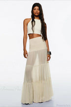 Elastic Waist Ruching A-Line Skirt image 4