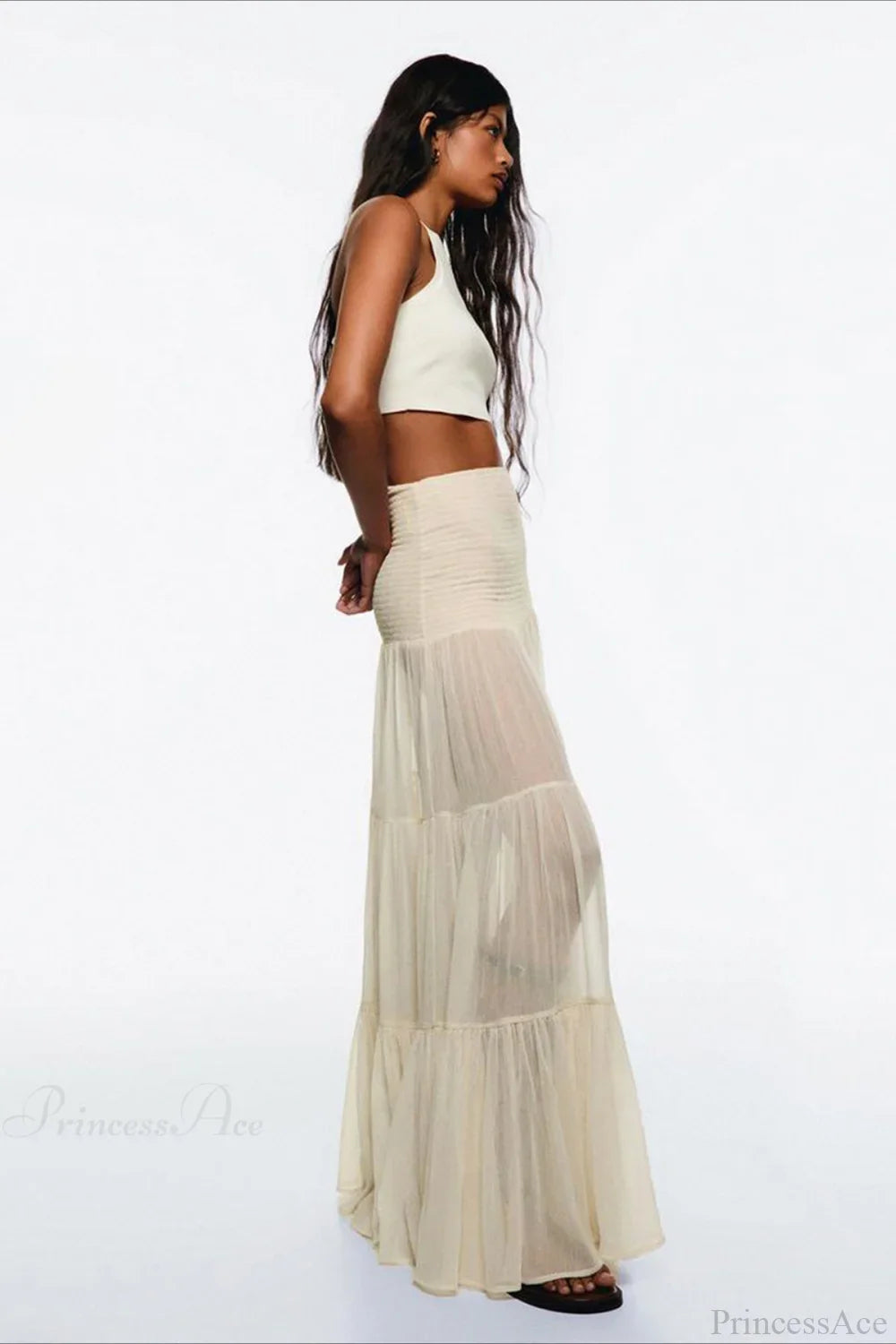Elastic Waist Ruching A-Line Skirt image 5