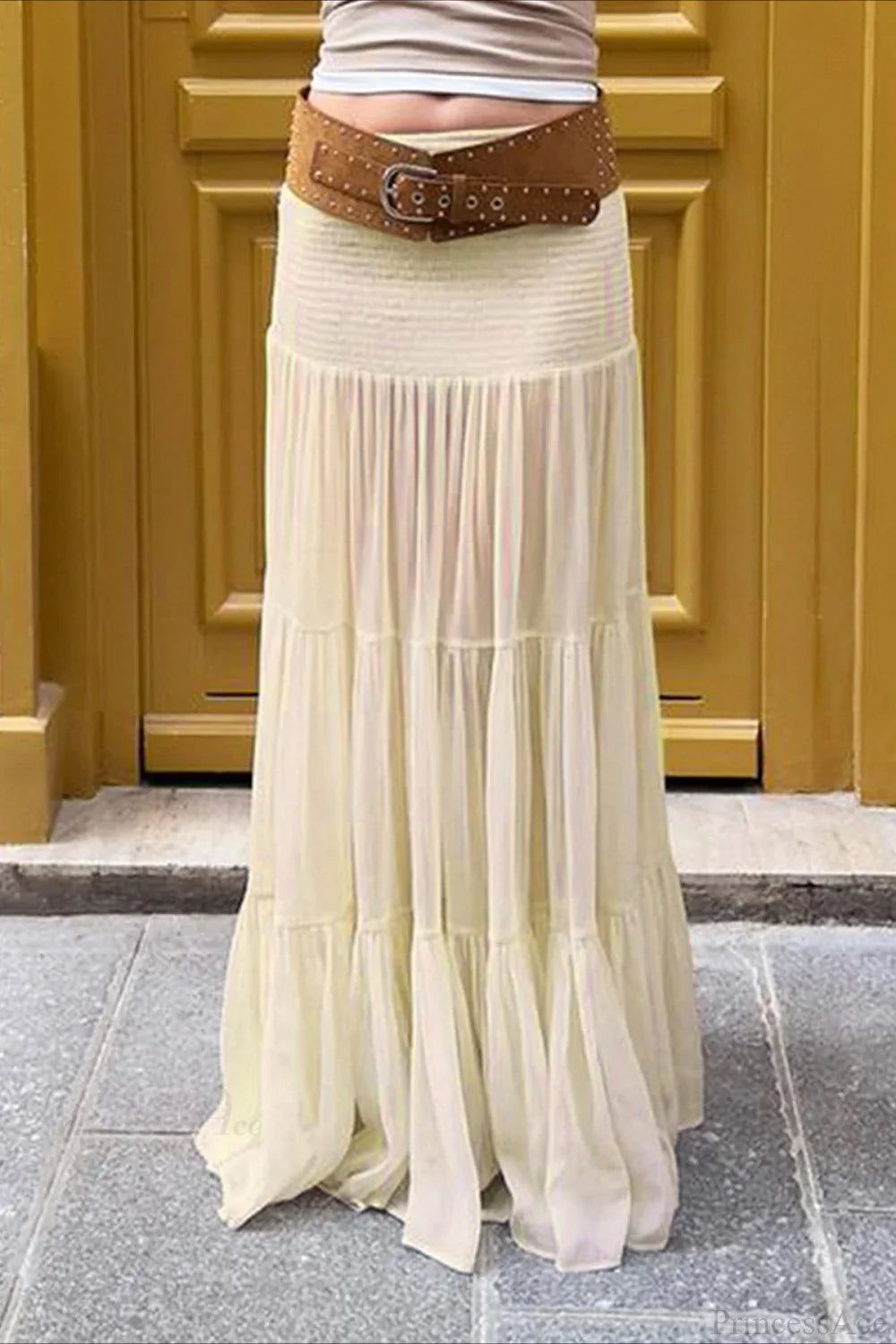 Elastic Waist Ruching A-Line Skirt image 2