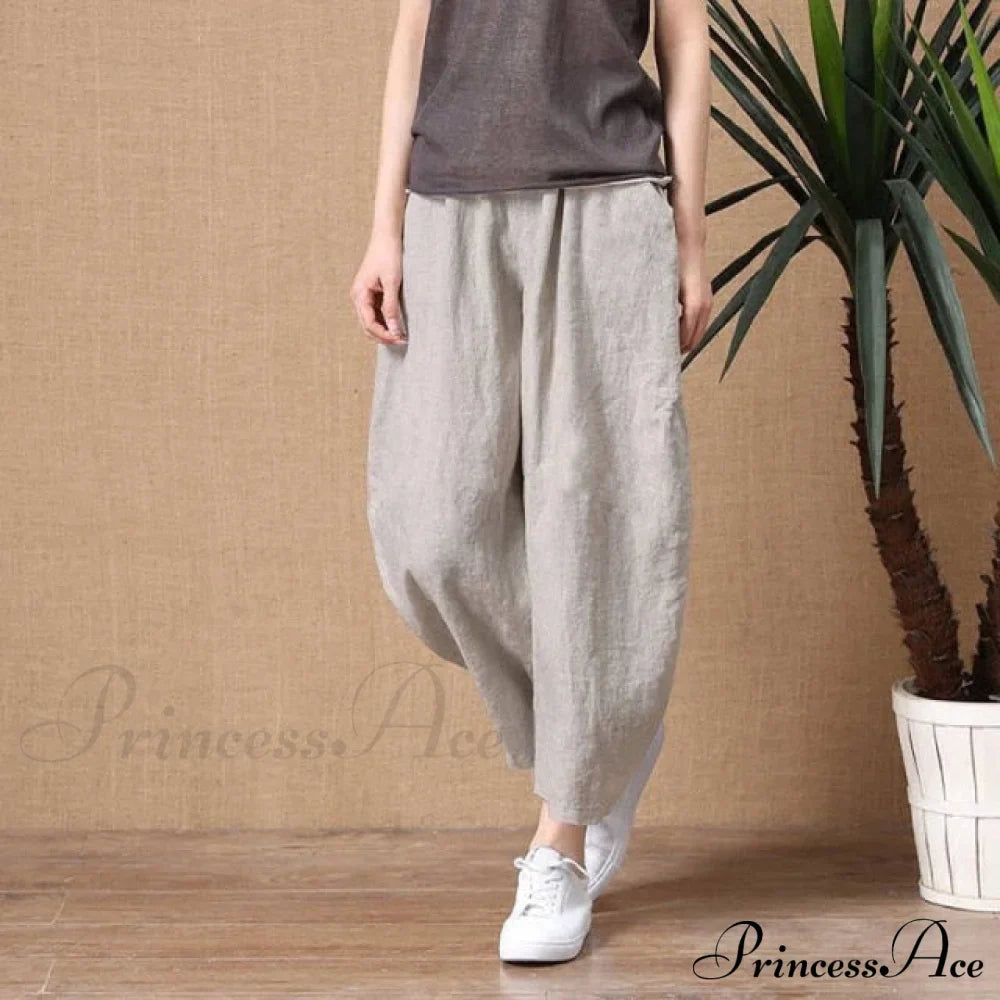 Elastic Waist Vintage Lady Loose Casual Pants image 4