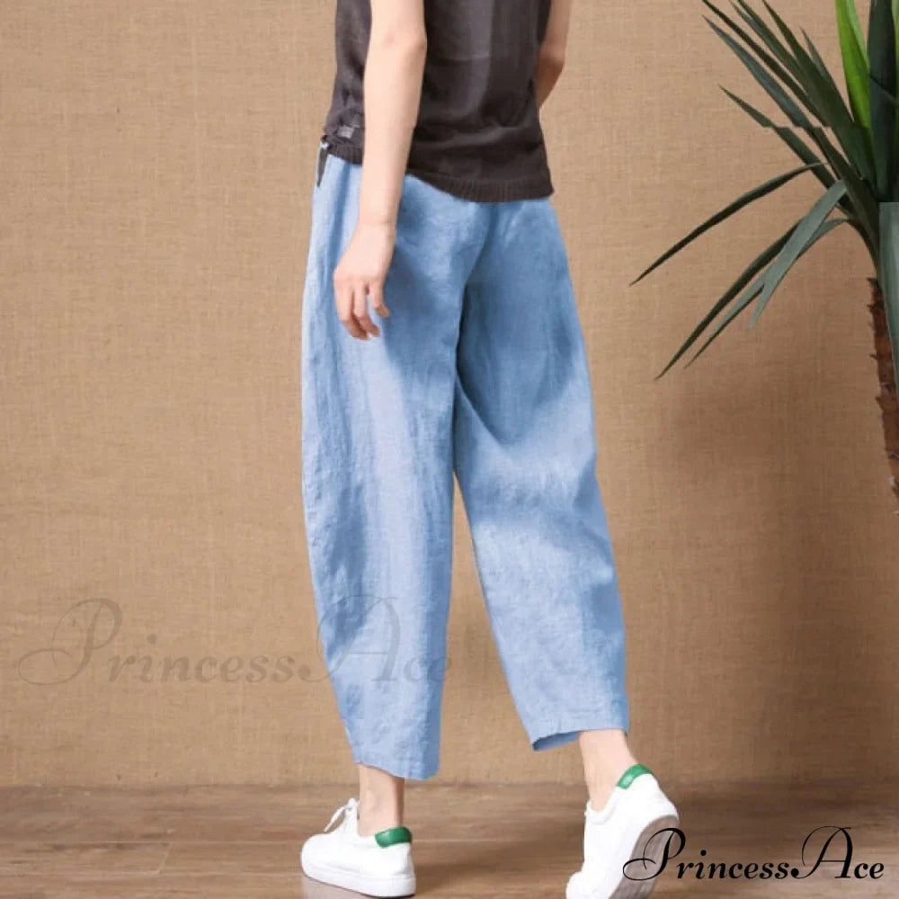 Elastic Waist Vintage Lady Loose Casual Pants image 7