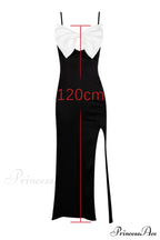 Eleanor Black & Charming White Bow Satin Gown image 5