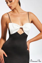 Eleanor Black & Charming White Bow Satin Gown image 4