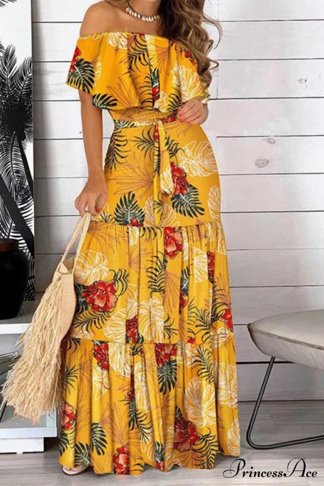 Elegant Bandeau Graceful Floral Maxi Dress image 3