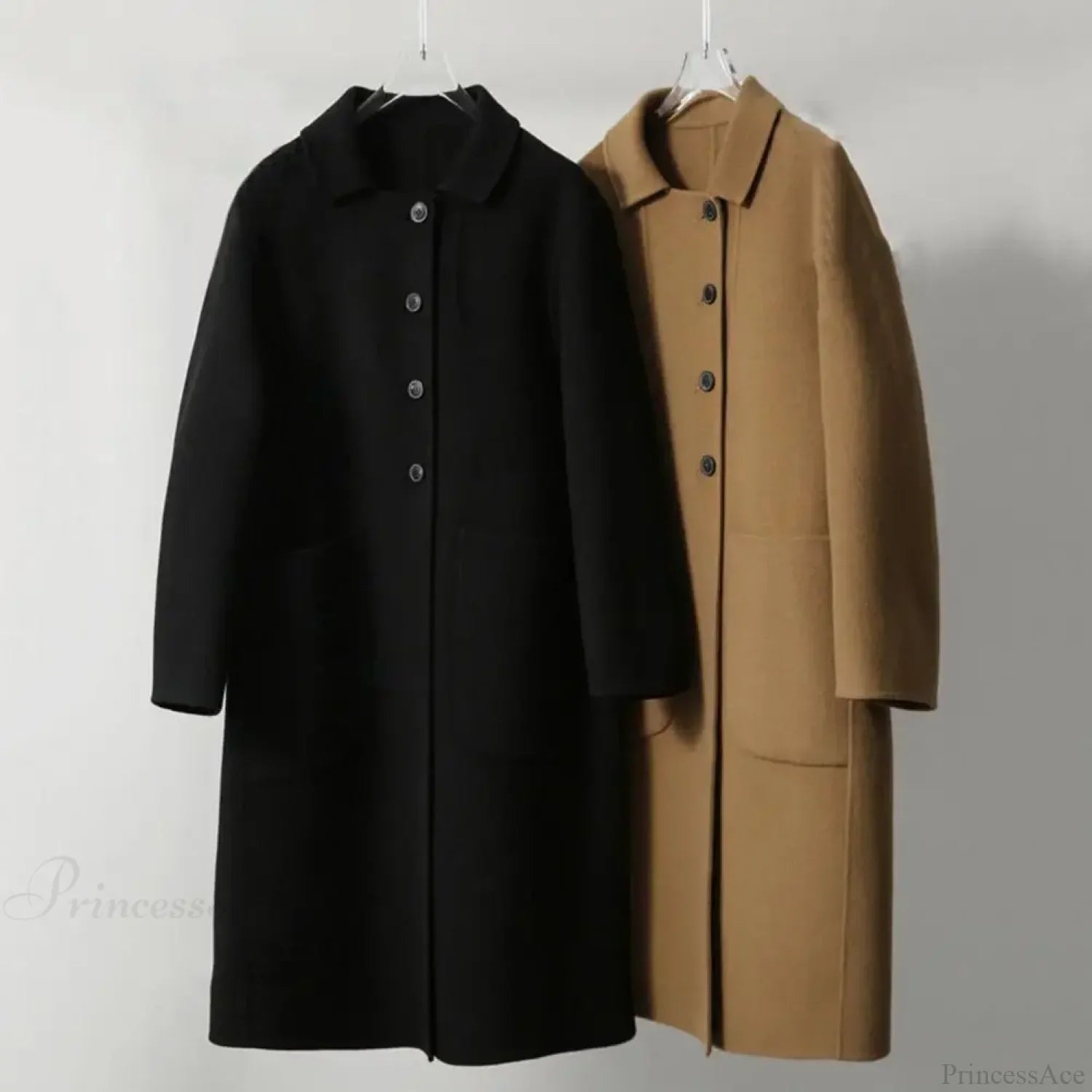 Elegant Black O-neck Puff Sleeve Overcoat image 4