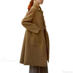 Elegant Black O-neck Puff Sleeve Overcoat image 6