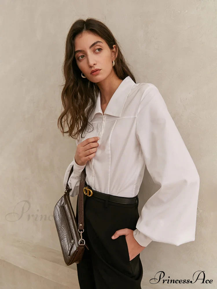 Elegant Collar Button Trendy Down Solid Shirt image 4