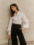 Elegant Collar Button Trendy Down Solid Shirt image 1