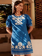 Elegant Embroidered Wave Edge Floral Dress image 2