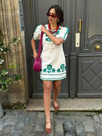 Elegant Embroidered Wave Edge Floral Dress image 3
